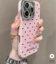 グリッター水玉模様のスパンコール入りスマホケース iPhone 16Pro