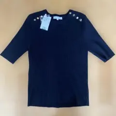 【新品 タグつき】Grove ブラック 半袖ニット M