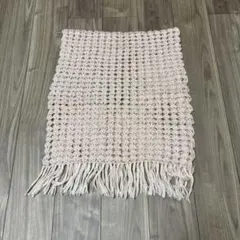 ハンドメイド 薄いピンク マフラー フリンジ付き