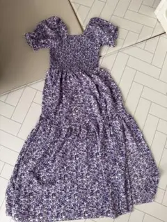 SHEIN 花柄ロングワンピース S パープル 紫