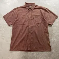 F2556 JACK WOLFSKIN シアサッカー半袖シャツ サイズS レッドのサムネイル