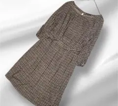 大きいサイズ！23区　秋カラーチェックデザインワンピース46