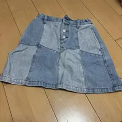 パッチワークデニムスカート Aライン