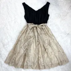 【美品】グレースコンチネンタル 花柄ジャガード 切り替えワンピース リボン 36