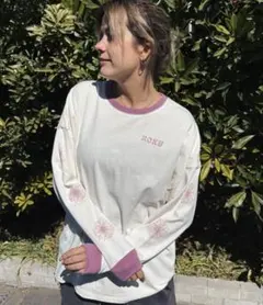 ROXY 長袖 Tシャツ ロンT 花柄 ホワイト