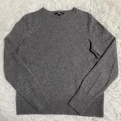【極美品】UNIQLO カシミヤ100% クルーネック ニット グレー Lサイズ