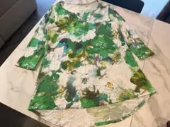 ナラカミーチェ　希少Ⅲサイズ　緑×白系お花柄七分袖チュニックのサムネイル