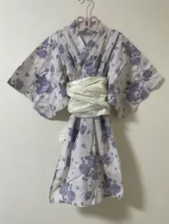 紫陽花柄子供用浴衣 110cm 同柄巾着付き