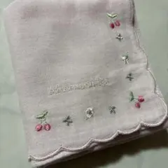 Afternoon Tea ピンク刺繍ガーゼハンカチ