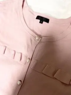 トゥービーシックピンクフリルカーディガン大きいサイズＶ