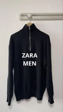 黒 ハーフジップ タートルネックニット