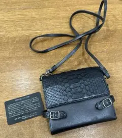 新品　本革クロコ型押し　お財布ショルダーバッグ　カードケース入れ 黒