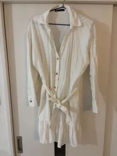 ZARA ホワイト シャツワンピース M
