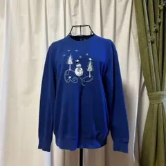 クリスマス 雪だるま スウェット トレーナー レトロ ブルー ヴィンテージ