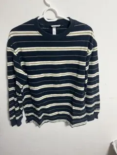 H&M ネイビー/ホワイトストライプ 長袖カットソー S