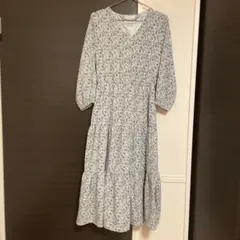 ハニーズ　花柄　ティアード　ワンピース　ミントグリーン　Lサイズ