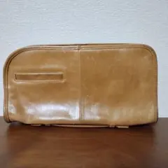 ルコント クラッチバッグ ショルダーストラップ付き ブラウンレザー