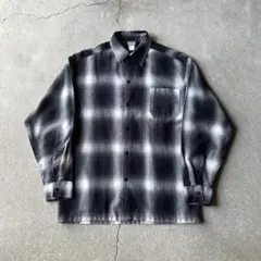 CalTop USA製 オンブレ チェックシャツ ブラック ホワイト M