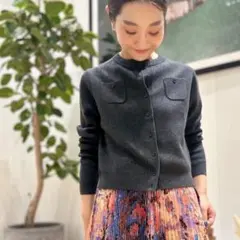 CABaNコットンカシミヤクルーネックカーディガン