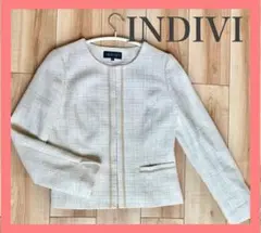 INDIVI/インディヴィ/ツイード/ノーカラー/ジャケット/Ｍ／入学式