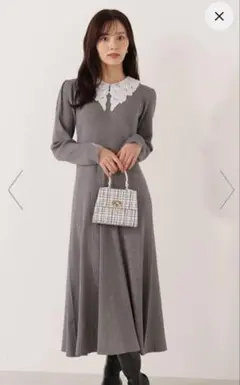 【値下げ】レース襟付きニットワンピース