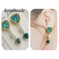 (835)金具変更可能 金属アレルギー対応 ハート ピアス イヤリング