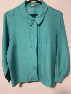 ターコイズ 長袖 ブラウス