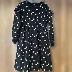 チェック柄 フリル 長袖裏起毛ワンピース 120