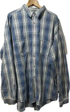 ビンテージ Levi's ネルシャツ 青系 ビッグサイズ 香港製