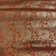 ■和柄 生地 ハギレ金襴 幅68㎝赤茶系ゴールド花唐草文様☆追加OK