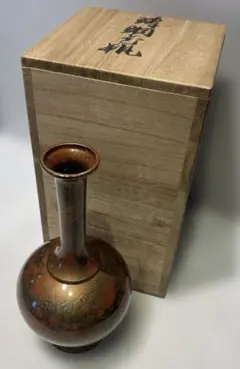 伝統工芸】高岡銅器 鋳銅花瓶 峰雲作 鶴首 一輪挿し 共箱付き - メルカリ