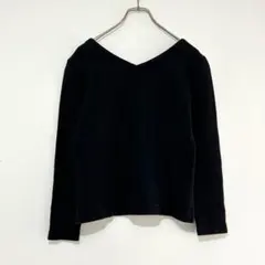 n1441 【レイビームス】バックリボン リブカットソー ブラック 日本製のサムネイル