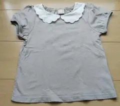 petit main スカラップ襟付きTシャツ グレー 110cmのサムネイル