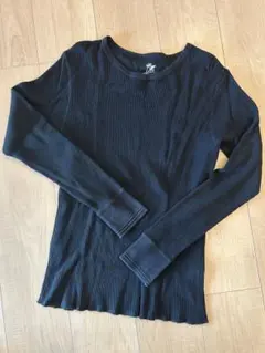 FAT リブ編み長袖カットソー ブラック