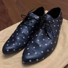 ネイビー ドット柄 ビジネスシューズ