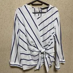 ZARA BASIC ストライプ柄ラップブラウス S