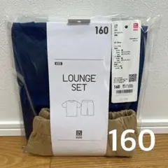 160 ユニクロ ルームセット 半袖パジャマ ブルー(ベージュ)