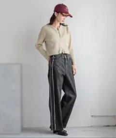 LOWRYSFARM ダークグレー ストレート パンツ