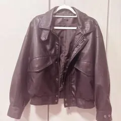 CLEL メンズ レザー 合皮 ブルゾン ブラック XS