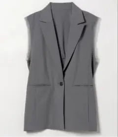 美品【JEANASIS】バックギャザーピークドジレ ジレ ベスト グレー