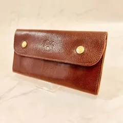 IL BISONTE ブラウンレザー 長財布 イタリア製 W刻印