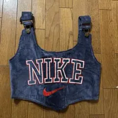NIKE リメイク　ハンドメイド　刺繍ロゴ ネイビー