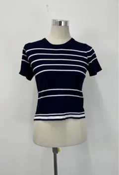 BLUE EAST⭐︎春夏綺麗め⭐︎ボーダー柄半袖サマーニット【中古】C53