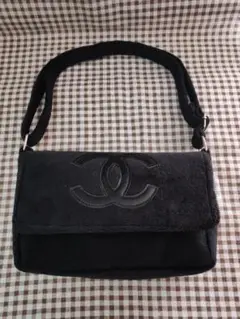 新品✨ココマークショルダーバッグ　モコモコ生地　ノベルティ 真っ黒