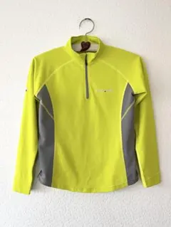 モンベル　長袖シャツ　蛍光イエロー ハーフジップ レディースS