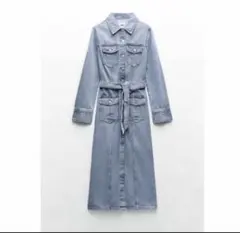 デニムシャツワンピース ライトブルー
