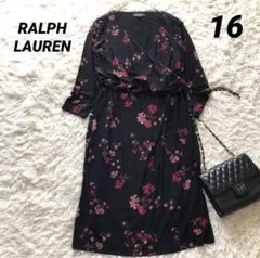 美品✨ラルフローレン【16】カシュクールワンピース ストレッチ　花柄　2XL