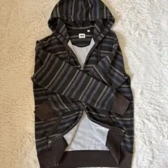 希少00s old uniqlo ダブルジップ y2k グランジ　短丈　ボーダー