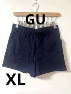 GUネイビー ゴムウエスト ショートパンツXL！ジム　ウォーキング