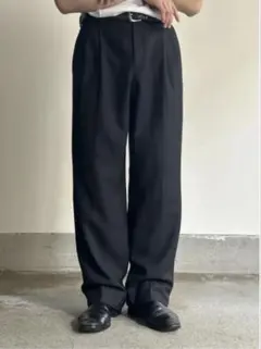 90s poly×rayon 3tuck stripe wide slacks - メルカリ